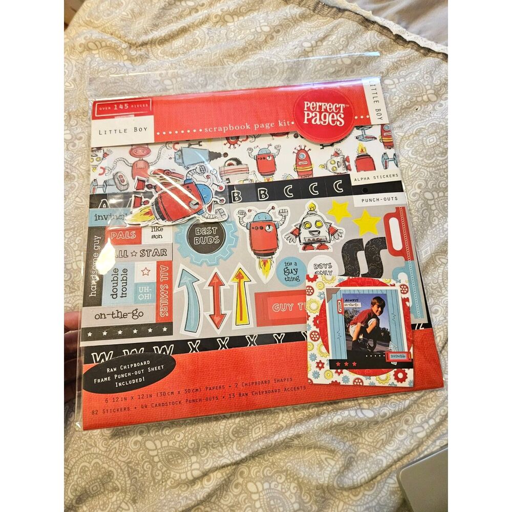 NIP Perfect Pages Little Boy 12x12 Scrapbooking Page Kit - New, sealed.